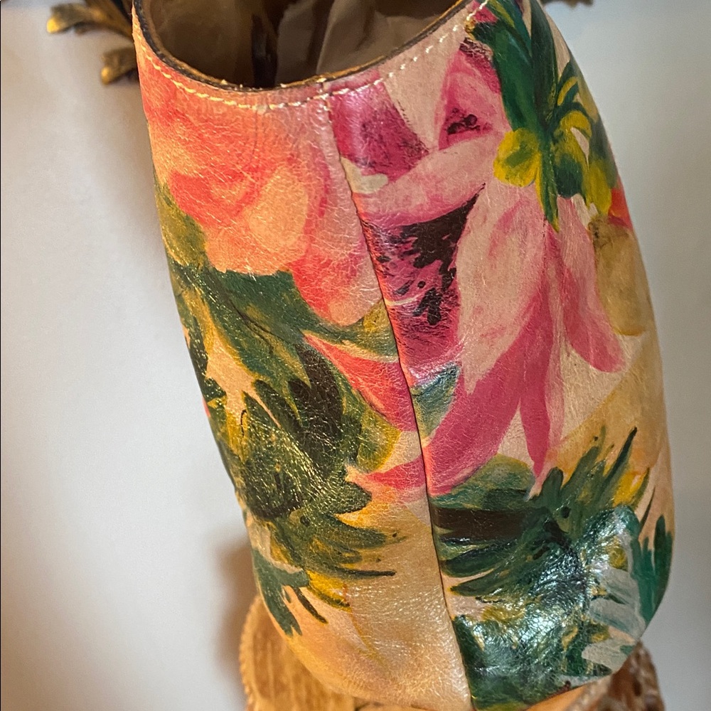 🌸🌺🌷Like new Patricia Nash Pratella Tote wicker wood handle leather bag🍀🌿 - Picture 5 of 13
